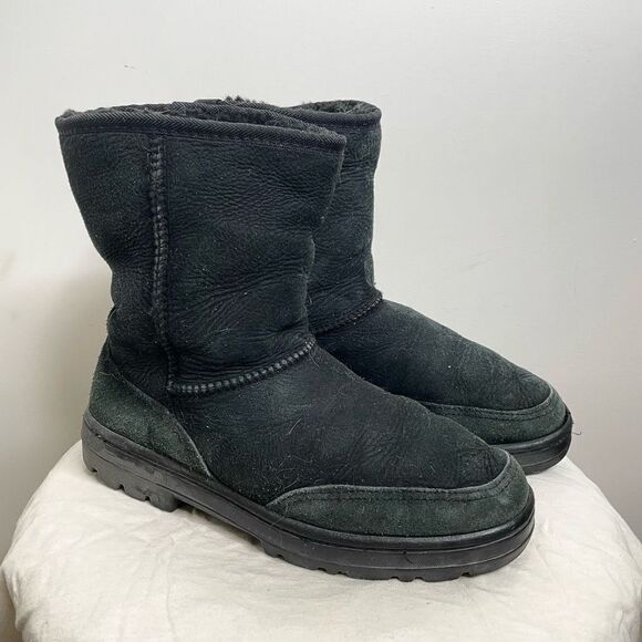 UGG Australia Classic Short Off Roader Leather 5525 Lined‎ Winter Boots Black 7 - Picture 10 of 10